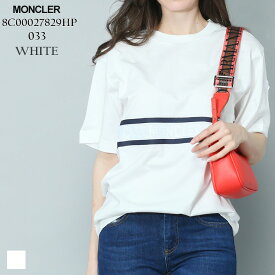 モンクレール Tシャツ レディース MONCLER カットソー 半袖 ロゴ ライン クルーネック シロ 白 ブランド トップス シャツ ジャージ素材 オーバーサイズフィット 大きいサイズあり MCL8C00027829HP SALE_8_a