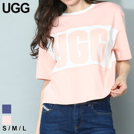 アグ Tシャツ UGG カットソー 半袖 レディース ロゴ ショート丈 クロップド丈 クルーネック Jordene Colorblocked Logo Tee ブランド トップス シャツ 大きいサイズあり UGGL1136881