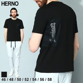 ヘルノ Tシャツ 半袖 HERNO カットソー メンズ メッシュ プリント クルーネック 黒 クロ ブランド トップス シャツ ポケT 大きいサイズあり HRJG00029UL5200
