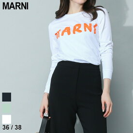 マルニ MARNI Tシャツ 長袖 レディース ロンT ロゴ プリント クルーネック 白 シロ ブランド トップス MALTHJE0294P1 SALE_8_a