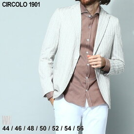 チルコロ1901 ジャケット CIRCOLO 1901 メンズ ストライプ シングル 2ツ釦 ブランド アウター テーラード 綿 コットン 麻 リネン サマージャケット 大きいサイズあり CICN3970