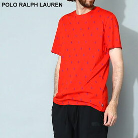 ポロ ラルフ ローレン POLO RALPH LAUREN Tシャツ シャツ カットソー 半袖 トップス コットン 総柄ロゴ クルーネック ブランド メンズ RLPL88FR アカ 赤 コン 紺 大きいサイズあり SALE_1_a