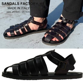 サンダルファクトリー グルカサンダル メンズ SANDALS FACTORY レザーサンダル ストラップ 黒 クロ ブランド シューズ 靴 フラット レザー 本革 大きいサイズあり SFM5047