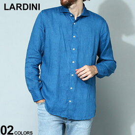 ラルディーニ LARDINI シャツ 長袖シャツ 麻シャツリネンシャツ トップス 麻 麻100％ リネン 無地 長袖 ブランド メンズ LDALBO2C1697 アオ 青 大きいサイズあり