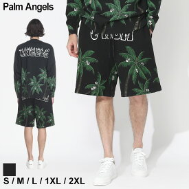 パームエンジェルス ショートパンツ Palm Angels メンズ パンツ スウェット ロゴ プリント パームツリー PALMS&SKULL クロ 黒 ブランド ボトムス ショーツ 大きいサイズあり PAI010S23FLE004