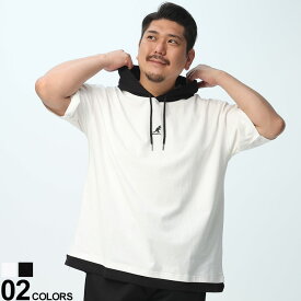 大きいサイズ メンズ KANGOL (カンゴール) 天竺 ロゴ プルオーバー 半袖 Tパーカー Tシャツ パーカー フード 春 夏 C5335N