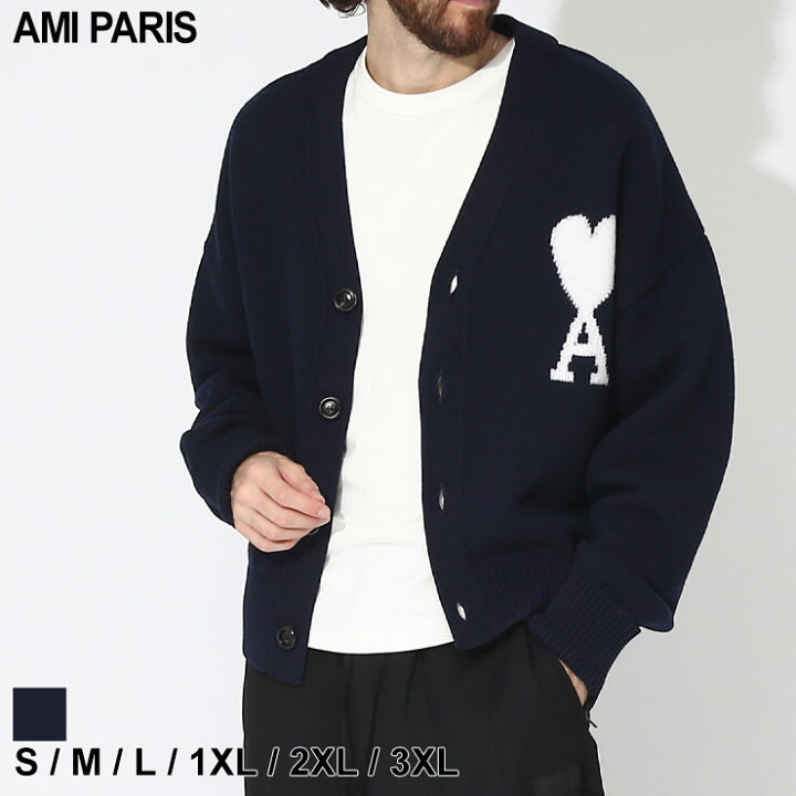 楽天市場】アミパリス カーディガン AMI PARIS ロゴ ニット メンズ Ami 