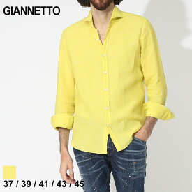 ジャンネット シャツ GIANNETTO リネンシャツ メンズ 長袖シャツ 無地 黄色 キイロ ブランド トップス リネン 麻100％ 大きいサイズあり GT31824 SALE_1_c