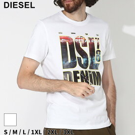 ディーゼル Tシャツ 半袖 DIESEL カットソー メンズ グラフィックプリント ロゴ クルーネック 白 シロ ブランド トップス シャツ レギュラーフィット コットン 大きいサイズあり DSA110690CATM