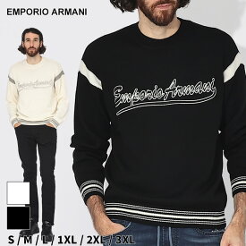 アルマーニ ニット EMPORIO ARMANI エンポリオアルマーニ メンズ セーター プレッピーフォント ロゴ 刺繍 クルーネック ニット クロ 黒 シロ 白 ブランド トップス プルオーバー 大きいサイズあり EA6R1MXA1MFUZ