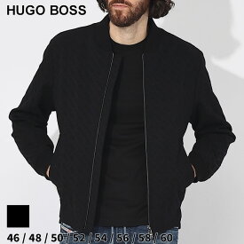 ヒューゴボス アウター HUGO BOSS メンズ ジャケット モノグラム ジャガード 総柄 クロ 黒 フルジップ ブランド ブルゾン 大きいサイズあり HB50497294