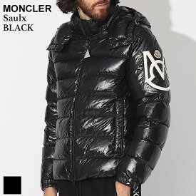 ◆エントリーでさらにポイント+4倍◆モンクレール ダウンジャケット メンズ MONCLER ダウン ショートダウン ロゴ 黒 クロ SAULX ソゥ ブランド アウター ジャケット ブルゾン 光沢 レギュラーフィット 大きいサイズあり MCSAULX3