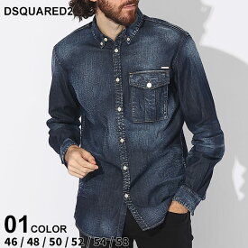 ディースクエアード デニムシャツ DSQUARED2 メンズ シャツ ポケット 長袖 ブランド トップス 長袖シャツ 大きいサイズあり D2DM0658S30341 24ss_denim