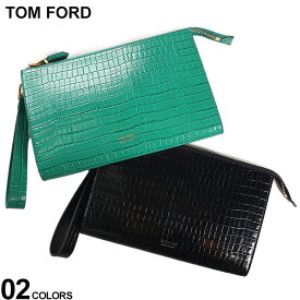 トムフォード バッグ TOM FORD メンズ クラッチバッグ ハンドバッグ ゴールドジップ ロゴ 緑 ミドリ 黒 クロ ブランド 鞄 クラッチ パーティ カーフレザー TFH0500LCL239G