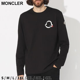 ◆エントリーでさらにポイント+4倍◆モンクレール Tシャツ 長袖 MONCLER メンズ ロンT ロゴ トリコロール クルーネック クロ 黒 シロ 白 ブランド トップス ルーズフィット 大きいサイズあり MC8D000168390T