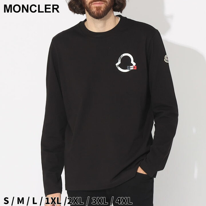 MONCLER めンズ もンくれーる 長袖 ろング Tしャつ 黒 M かッとそー MONCLERろングTしャつ