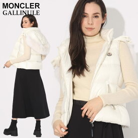 ◆エントリーでさらにポイント+4倍◆モンクレール ダウンベスト レディース MONCLER ダウン ジレ ロゴ フェイクファー GALLINULE ガリヌル シロ 白 ブランド アウター スリムフィット 大きいサイズあり MCLGALLINULE3 SALE_8_a