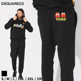 ディースクエアード パンツ DSQUARED2 メンズ スウェットパンツ ロゴ プリント PAC-MAN 黒 クロ ブランド ボトムス ロングパンツ パックマン 裏起毛 レギュラーフィット 大きいサイズあり D2KB0586S25516