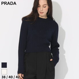 プラダ ニット PRADA セーター レディース エンボス ロゴ シロ 白 ネービー 紺 ブランド トップス メンズフィット 長袖 ショート丈 大きいサイズあり PRLP24A2S SALE_8_a