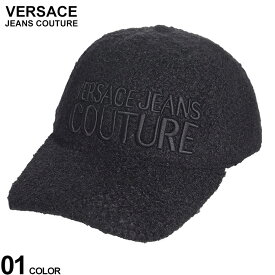 ヴェルサーチェ キャップ VERSACE JEANS COUTURE メンズ 帽子 ボア ロゴ 刺繍 クロ 黒 ブランド ベースボールキャップ レディース 調節可能 ベルサーチ VC75GAZK24ZS801 2024_vt