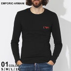 アルマーニ Tシャツ 長袖 EMPORIO ARMANI エンポリオアルマーニ メンズ ロンT ロゴ クルーネック アンダーTシャツ クロ 黒 ブランド トップス インナー シャツ ロンT 大きいサイズあり EAU1110233F715 SALE_1_a