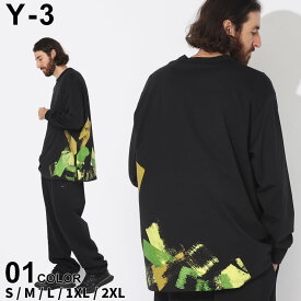 Y-3 ワイスリー Tシャツ 長袖 メンズ ロンT ブラッシュプリント ロゴ クルーネック GFX LS TEE 黒 クロ ブランド トップス 大きいサイズあり Y3IP5578 SALE_1_b