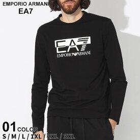 アルマーニ Tシャツ 長袖 EMPORIO ARMANI EA7 エンポリオアルマーニ メンズ ロンT ロゴ プリント クルーネック 黒 クロ ブランド トップス レギュラーフィット 大きいサイズあり EA76RPT64PJ03Z