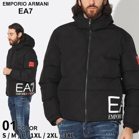 アルマーニ アウター EMPORIO ARMANI EA7 エンポリオアルマーニ メンズ ジャケット ロゴ フルジップ 中綿 クロ 黒 ブランド ブルゾン パーカー 大きいサイズあり EA76RPB32PNEFZ
