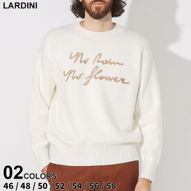 ◆エントリーでさらにポイント+4倍◆ラルディーニ ニット LARDINI メンズ セーター レタード刺繍 クルーネック シロ 白 ネイビー 紺 ブランド トップス プルオーバー 大きいサイズあり LDLT15LT6130 2024_vt SALE_1_f