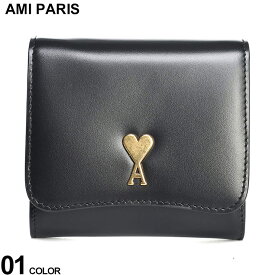 アミパリス 財布 AMI PARIS レディース ミニ財布 ロゴ コンパクト クロ 黒 ブランド ウォレット ボタン スムースレザー カードケース メンズ ギフト プレゼント AMLUSL203801 SALE_5_b