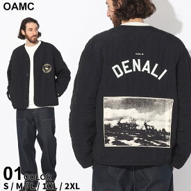 オーエーエムシー ジャケット OAMC メンズ アウター キルティングジャケット ノーカラー プリント DENALI LINER 黒 クロ ブランド ブルゾン 中綿 大きいサイズあり OA23A28OAY17B