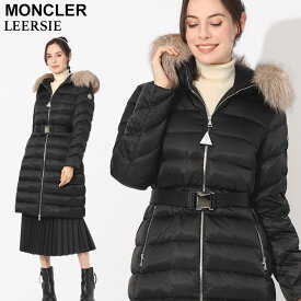 ◆エントリーでさらにポイント+4倍◆モンクレール ダウンコート レディース MONCLER ダウン ロングダウン ロゴ ファーフード ウエストベルト LEERSIE レルシー 黒 クロ ブランド アウター コート ブルゾン レギュラーフィット MCLLEERSIE3