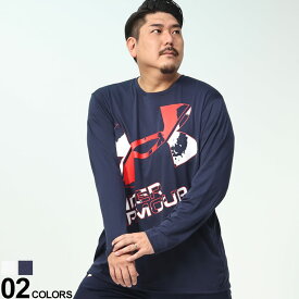 ◆エントリーでさらにポイント+4倍◆大きいサイズ メンズ UNDER ARMOUR (アンダーアーマー) LOOSE BIGロゴ クルーネック 長袖 Tシャツ TECH XL LOGO LS Tシャツ 長袖 ロンT スポーツ 1381357