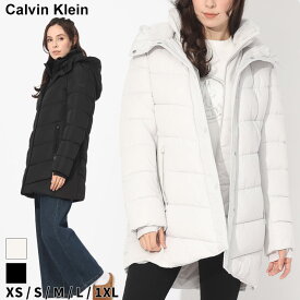カルバンクライン コート Calvin Klein レディース フード 裏ボア フルジップ ロゴ レイヤード 中綿コート グレー 黒　クロ ブランド アウター ブルゾン ロング 大きいサイズあり CKLCW303629