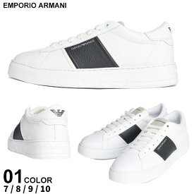 アルマーニ スニーカー EMPORIO ARMANI エンポリオアルマーニ メンズ ローカットスニーカー ロゴ 白 シロ ブランド シューズ 靴 レザー 大きいサイズあり EAX4X570XN840 SALE_4_a
