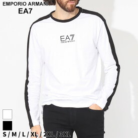 アルマーニ Tシャツ 長袖 EMPORIO ARMANI EA7 エンポリオアルマーニ ロンT ロゴ プリント ライン クルーネック クロ 黒 シロ 白 ブランド トップス 大きいサイズあり EA76RPT16PJ02Z