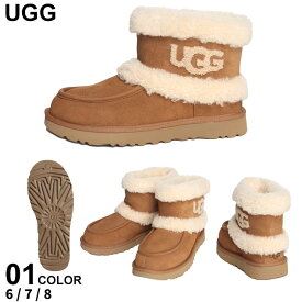 【ラスト8サイズ】 UGG ブーツ レディース アグ ボア ロゴ ムートンブーツ CLASSIC ULTRA MINI FLUFF ブランド 茶色 ブラウン シューズ 靴 ショートブーツ 刺繍 ロゴ 大きいサイズあり UGGL1145410