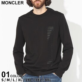 モンクレール Tシャツ 長袖 MONCLER メンズ ロンT ロゴ プリント クルーネック クロ 黒 ブランド トップス レギュラーフィット 大きいサイズあり MC8D0000989A17