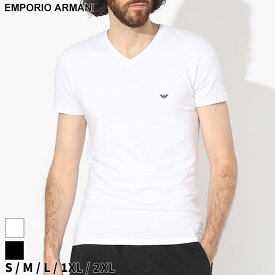 アルマーニ Tシャツ EMPORIO ARMANI エンポリオアルマーニ メンズ アンダー 半袖 ロゴ Vネック アンダーTシャツ シロ 白 クロ 黒 ブランド トップス インナー シャツ 定番 大きいサイズあり EAU110810CC729 SALE_1_a