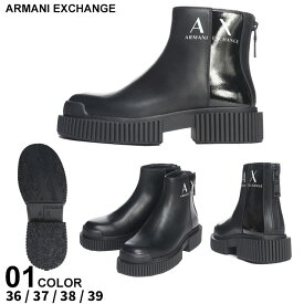 ◆エントリーでさらにポイント+4倍◆アルマーニ ブーツ ARMANI EXCHANGE アルマーニ エクスチェンジ レディース ショートブーツ チャンキーヒール チャンキーブーツ ロゴ ブランド シューズ 靴 厚底 大きいサイズあり AELXDM009XV742 SALE_8_a