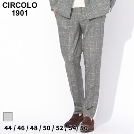 チルコロ パンツ CIRCOLO 1901 メンズ スラックス ストレッチ グレンチェック ノータック ブランド ボトムス ロングパンツ フォーマル ビジネス セットアップ対応 大きいサイズあり CICN4119