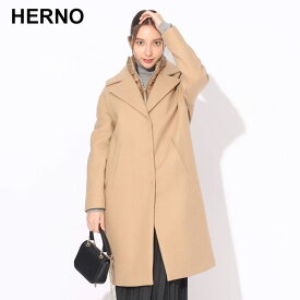 ◆エントリーでさらにポイント+4倍◆ヘルノ コート HERNO レディース シングルコート ブランド アウター ロング 中綿 秋冬 ウール 取り外し襟 撥水 カジュアルフィット 大きいサイズあり 定番 HRLGC00C414D