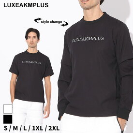 リュクスエイケイエムプラス Tシャツ LUXEAKMPLUS メンズ ロンT 長袖 半袖 2WAYスリーブ ロゴ シロ 白 クロ 黒 ブランド トップス 大きいサイズあり LALAO23045 SALE_1_a