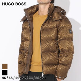 ヒューゴボス アウター HUGO BOSS メンズ ジャケット 中綿 フード着脱 モノグラム柄 クロ 黒 チャイロ 茶色 ブランド ブルゾン パーカー 撥水 大きいサイズあり HB50499813