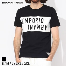 アルマーニ Tシャツ EMPORIO ARMANI エンポリオアルマーニ メンズ 半袖 カットソー ロゴ プリント クロ 黒 ブランド トップス シャツ 大きいサイズあり EAS2118184R476