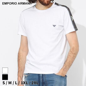アルマーニ Tシャツ EMPORIO ARMANI エンポリオアルマーニ メンズ 半袖 カットソー ロゴ ライン 黒 クロ 白 シロ ブランド トップス シャツ 大きいサイズあり EAS2118454R475 sale_1_a