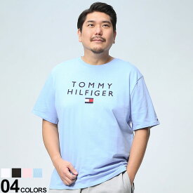 大きいサイズ メンズ TOMMY HILFIGER (トミーヒルフィガー) ロゴ＆フラッグ刺繍 半袖 クルーネック Tシャツ Tシャツ 半袖 コットン 春 夏 スポーツ トラッド ストリート 78J9703D22