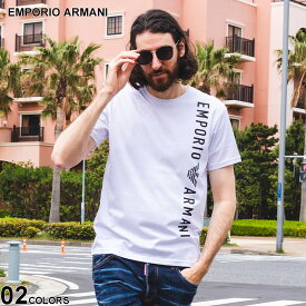 アルマーニ Tシャツ EMPORIO ARMANI エンポリオアルマーニ メンズ カットソー 半袖 ロゴ シロ 白 クロ 黒 ブランド トップス シャツ 大きいサイズあり EAS2118184R479