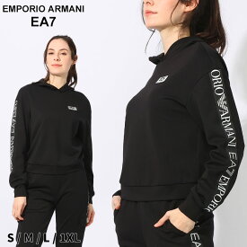 アルマーニ パーカー EMPORIO ARMANI EA7 エンポリオアルマーニ レディース フーディー プルパーカー 袖ロゴ クロ 黒 ブランド トップス 長袖 大きいサイズあり EA7L3DTM32TJKWZ