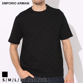 アルマーニ Tシャツ EMPORIO ARMANI エンポリオアルマーニ メンズ 半袖 カットソー モノグラム ジャガード クロ 黒 ブランド トップス シャツ レギュラーフィット 大きいサイズあり EA3D1T7S1JGMZ SALE_1_a